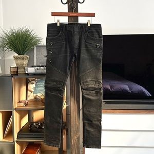 🌿Balmain Distressed Moto Biker Jeans Black🌿